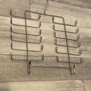 Multi-Tier Metal Tie or Belt Hanger - Silver with Red Tips